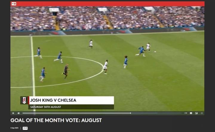 VAR错误介入！富勒姆8月最佳进球候选：对阵切尔西被吹进球在列